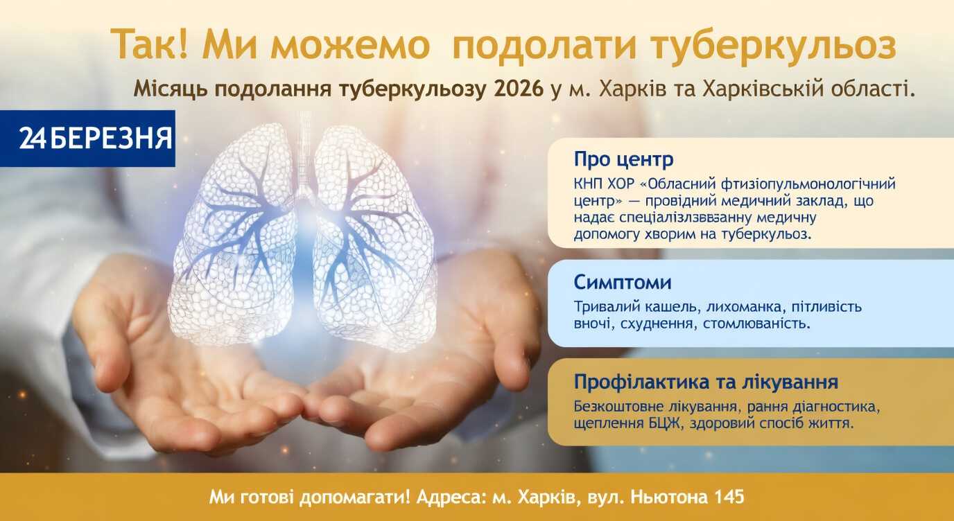 «ТАК! МИ МОЖЕМО ПОДОЛАТИ ТУБЕРКУЛЬОЗ!» Березень 2026 — Місячник подолання туберкульозу в Україні та світі