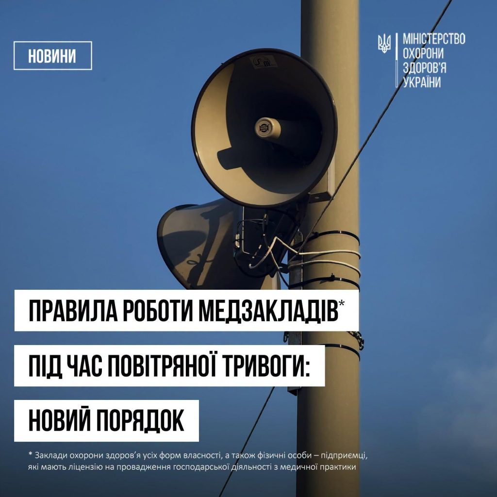 РОБОТА ЗАКЛАДІВ ОХОРОНИ ЗДОРОВ’Я ПІД ЧАС ПОВІТРЯНОЇ ТРИВОГИ
